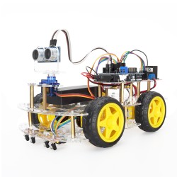 Compatible with Arduino Uno intelligent car robot kit, ultrasonic obstacle avoidance car programming kit