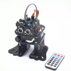 Bipedal walking humanoid robot kit with 4 degrees of freedom supporting Arduino programming and mixed graphical programming