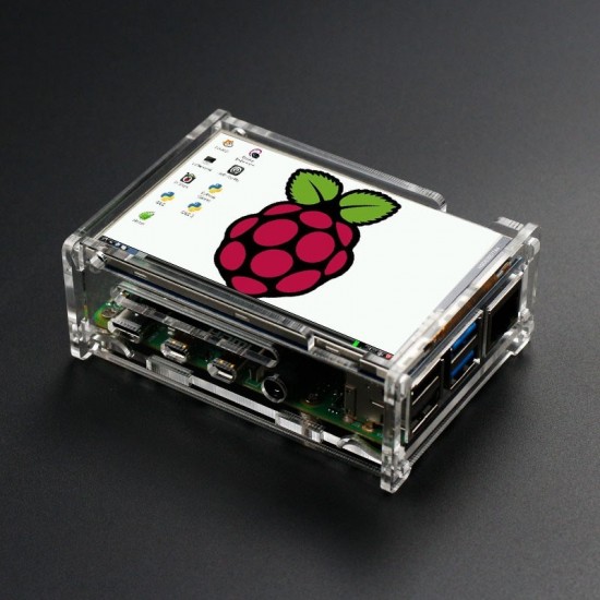Raspberry Pi 4 Model B acrylic transparent shell with cooling fan can be installed with 3.5 inch screen fixed camera