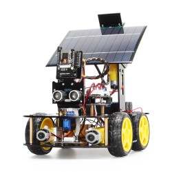 Solar-powered ESP32-32 camera programming educational robot car, IoT ultrasonic smart programming car