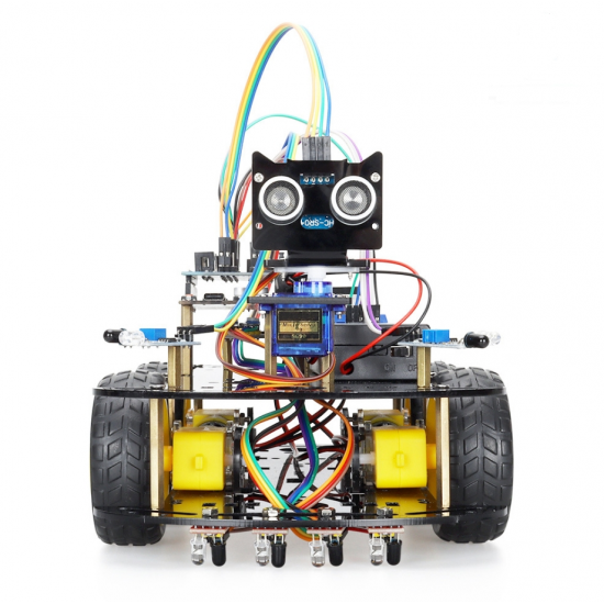 UNO R3 ultrasonic and infrared obstacle avoidance smart car kit, compatible with Arduino car programming kit